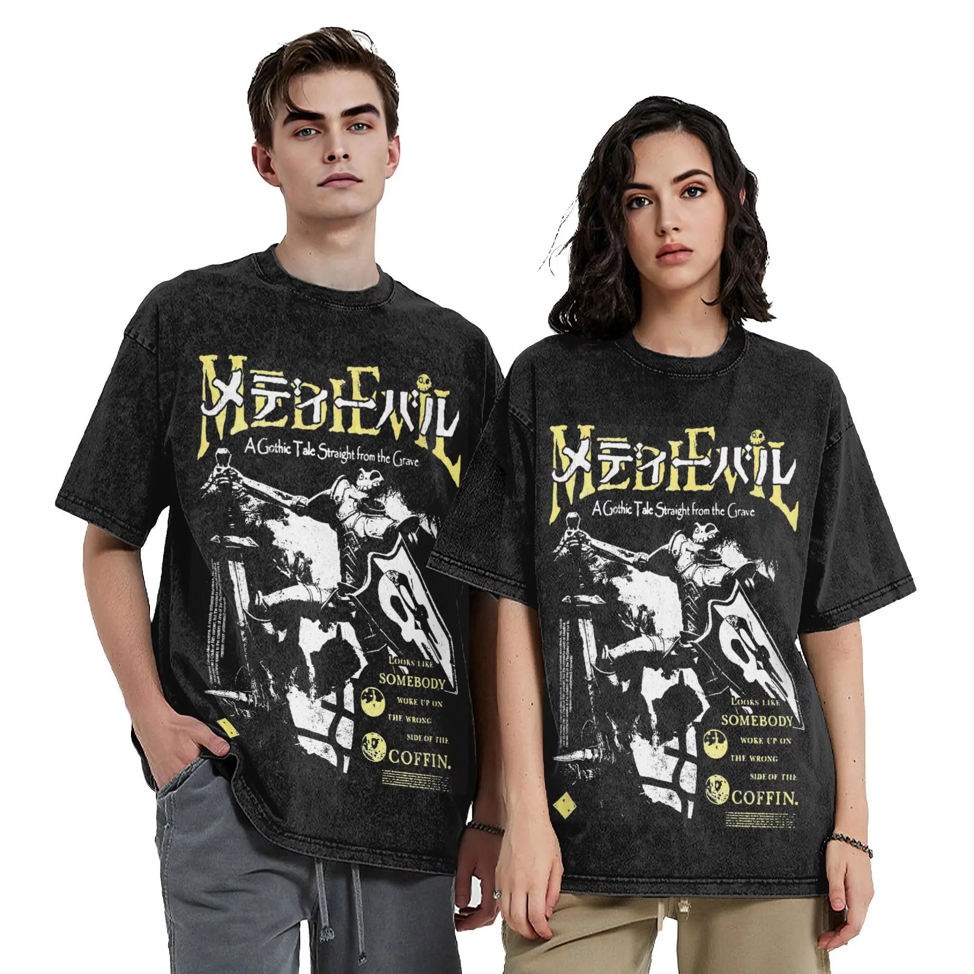 Washed T Shirts MediEvil Hip Hop Retro T-Shirts Oversize  Streetwear Short Sleeve Graphic Tops Tees for Men Women