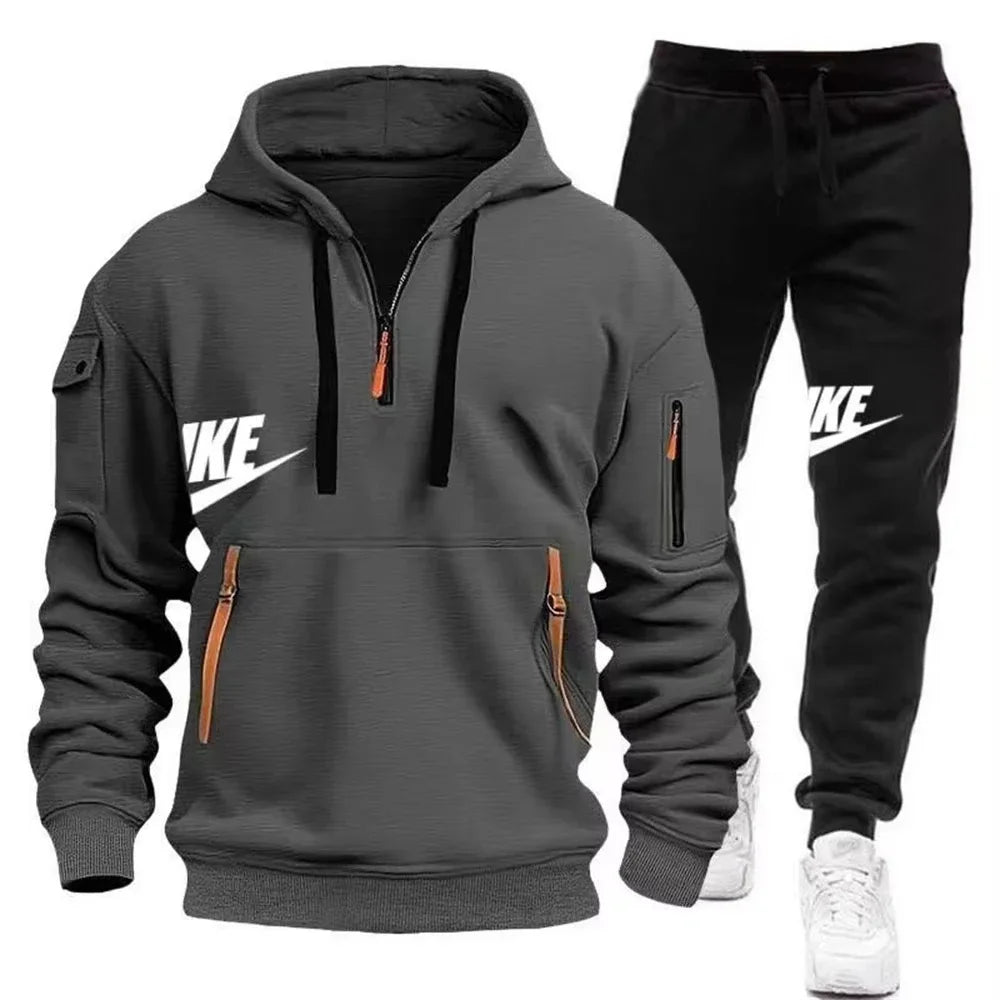 2026 New men's autumn and winter suit zipper hoodie + trousers suit casual men's sportswear