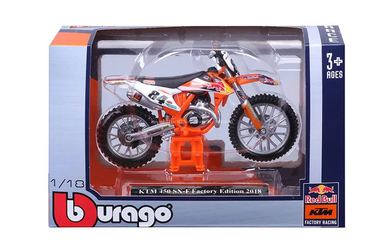 Bburago 1 18 Scale Red Bull KTM 450 Rally 2018 Alloy Die Cast Motorcycle Model Licensed Collectible
