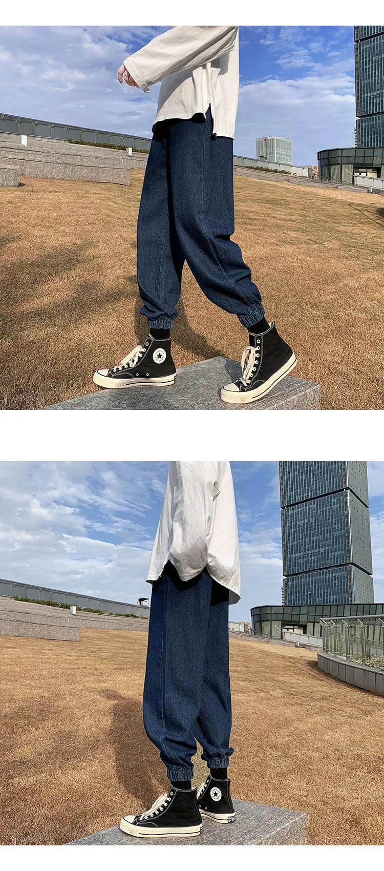 Jeans men Jeans Man Loose Joggers Streetwear Harem Jeans Cargo Pants Ankle-Length Denim Trousers denim pants joggers men - trendingshoping.com