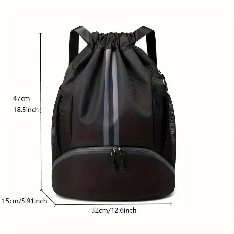 Unisex Sports Backpack with Drawstring, Shoe & Ball Compartment for Basketball Soccer Gym