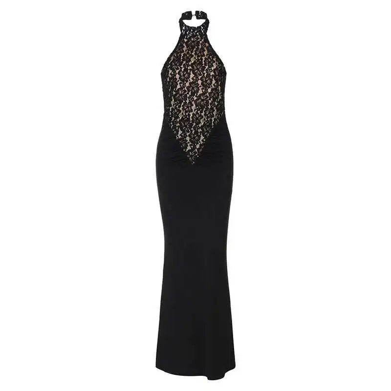 Women’s Fashion Sequin Halter Neck Backless Long Dress
