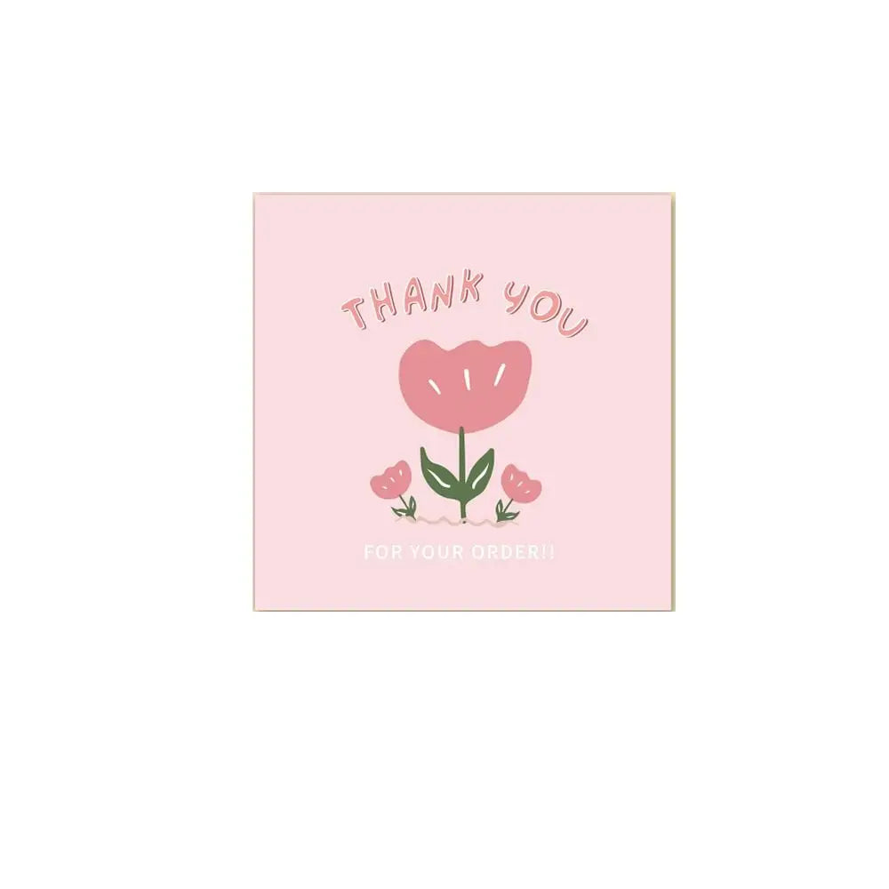 50Pcs 6cm*6cm Thank You Cards Cartoon Flower Greeting Postcards Multicolor Universal Gratitude Labels Event Ornament Home Decor