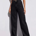 New ForeignWomen's High-Waisted Wide-Leg Jeans - Straight Loose Fit Denim with Elegant Drape Trade