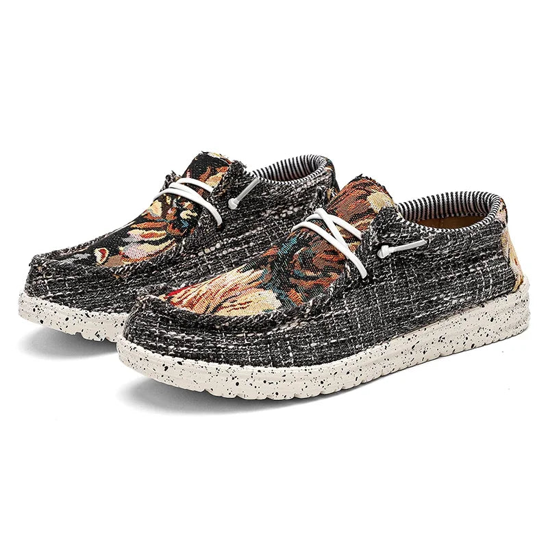 Men's Canvas Shoes Sneakers Outdoor Men Canvas Loafers Designer Graffiti Men vulcanized Flat Men Walking Moccasins Men Sneakers