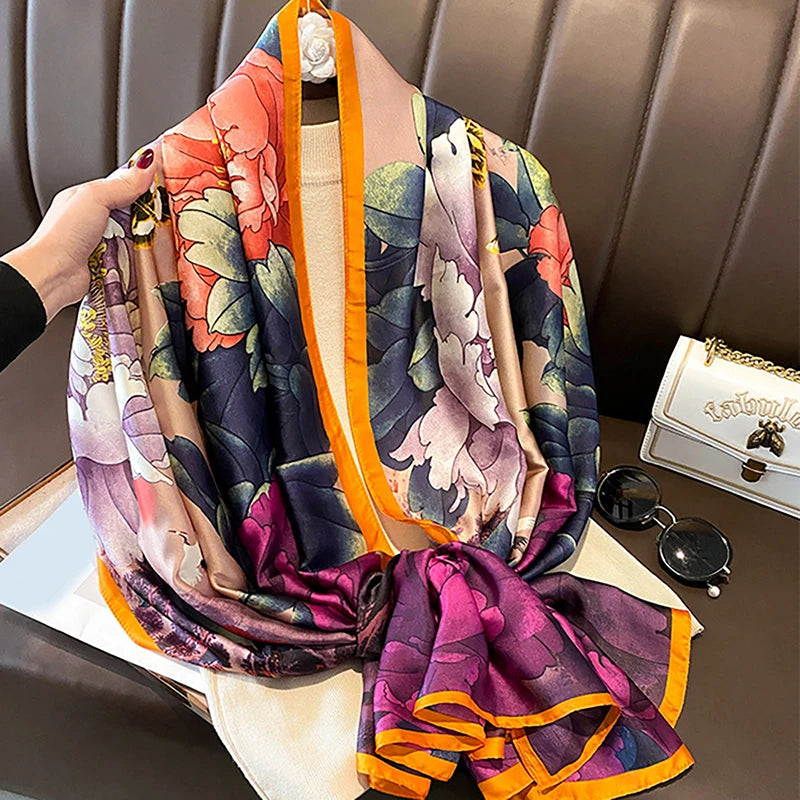 Spring Scarf Women's Luxury Design Polyester Material Soft Shawl Beach Scarf