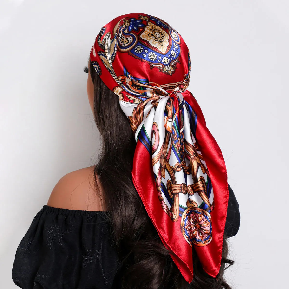2025 Hair Scarf Women Luxury Brand Square Silk Foulard Satin Bandana Summer Soft Neckerchief Hijab Head Scarves For Ladies