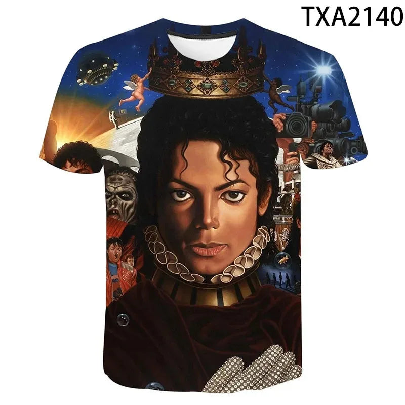 TShirts Singer Michael Jackson 3D Print Casual Fashion Oversized Round Neck T Shirt Kids Boys Girls Tees Tops Tshirt Clothes
