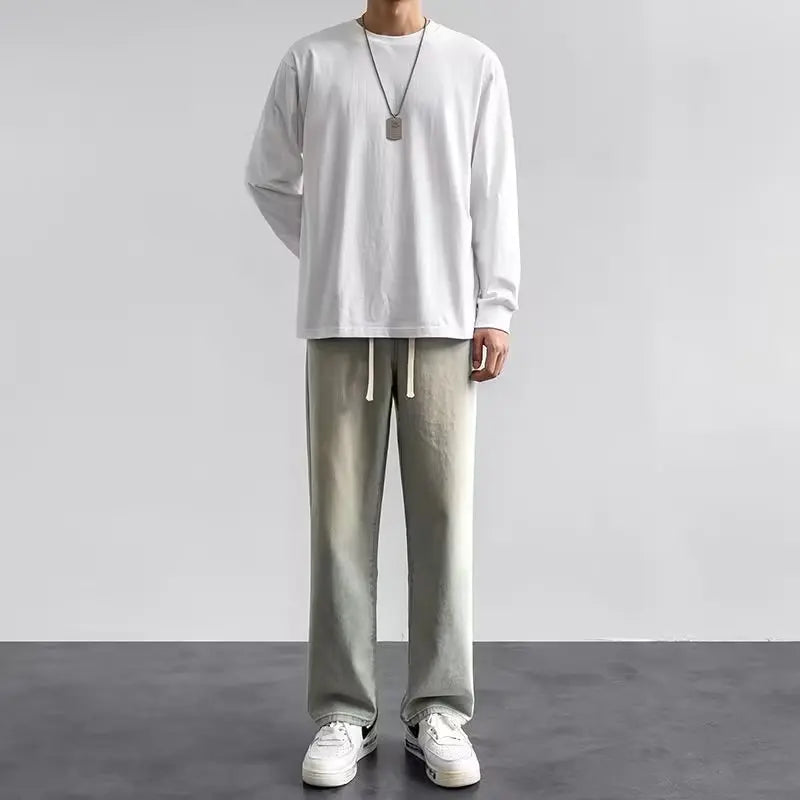 Jeans Men's Spring and Autumn 2025 New Loose High Street Straight Wide-leg Pants Floor-drag Summer Casual Long Pants Men - trendingshoping.com