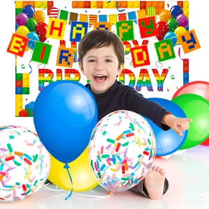 Building Blocks Birthday Party Supplies,114pcs Party Decorations&Building Blocks Tableware Set-Party Plates Napkins Backdrop etc - trendingshoping.com