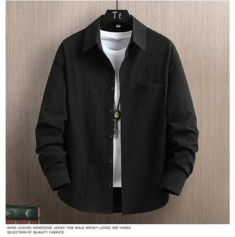 Men's Smart Casual Long Sleeve Shirt - Solid Color Button-Down for Daily Wear