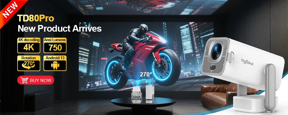 ThundeaL TD80W 4K Full HD Projector – Android Smart WiFi Home Theater Video Projector