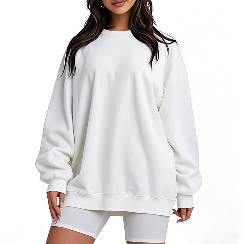 Women's Round Neck Pullover Sweatshirt - Loose Fit Long Sleeve Sports Casual Top for Spring/Autumn