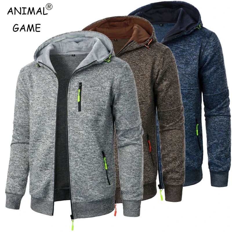 Men Long Sleeve Hooded Zipper Sweatshirt Oversized Winter Coat