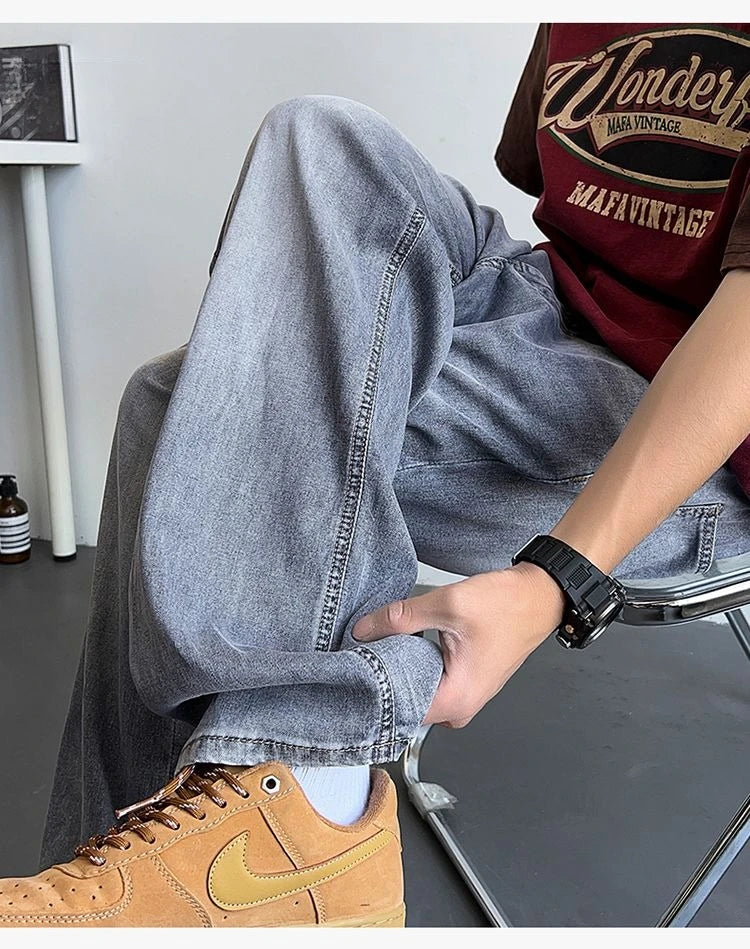 Mens Large Denim Jeans Baggy Fit Trousers for Men