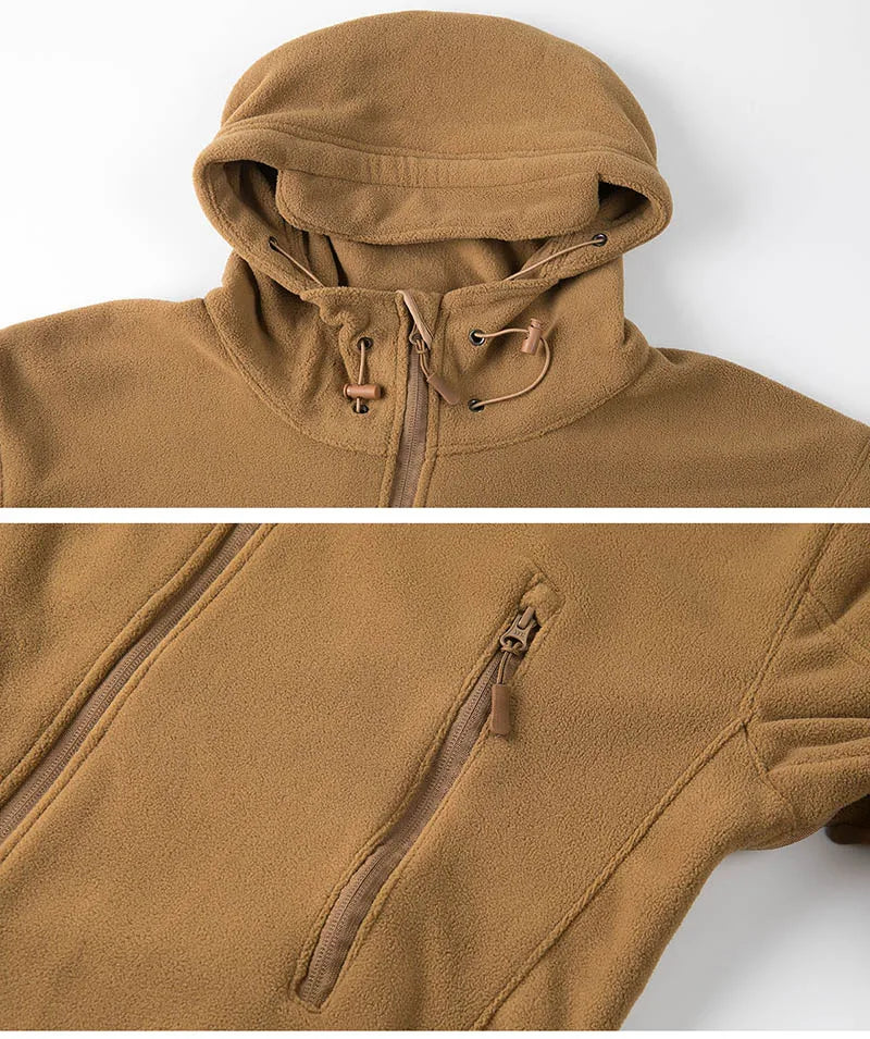 Men’s Tactical Fleece Jacket – Warm Winter Hoodie for Outdoor Hiking and Sports