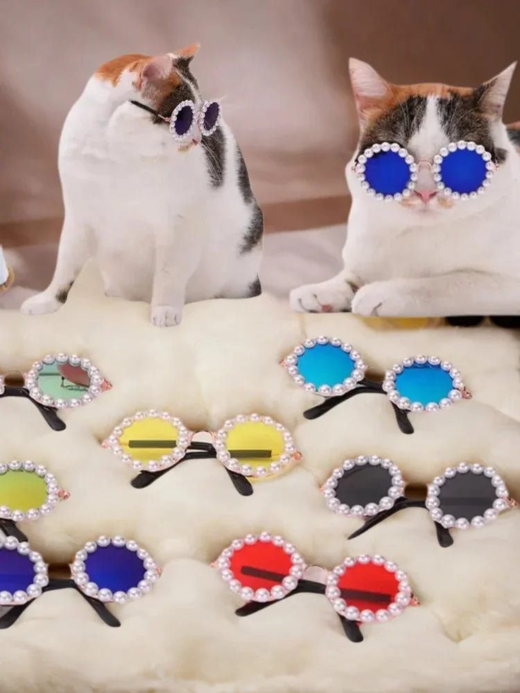 Pet Costume Sunglasses Faux Pearl Decor for Cats Dogs