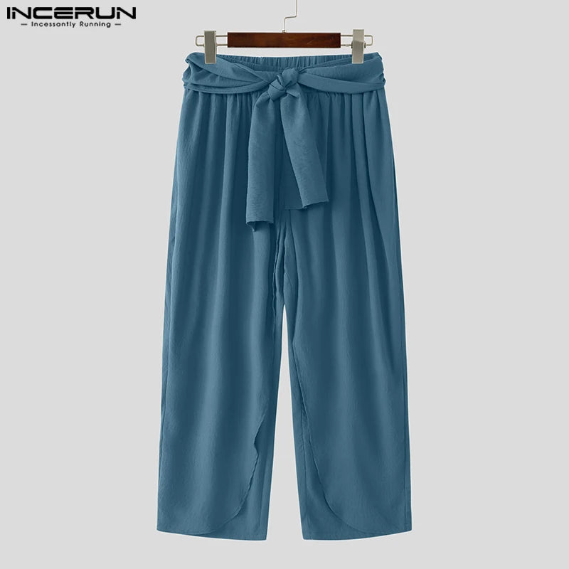 INCERUN Men's Pleated Harem Pants - Oversized Streetwear Trousers