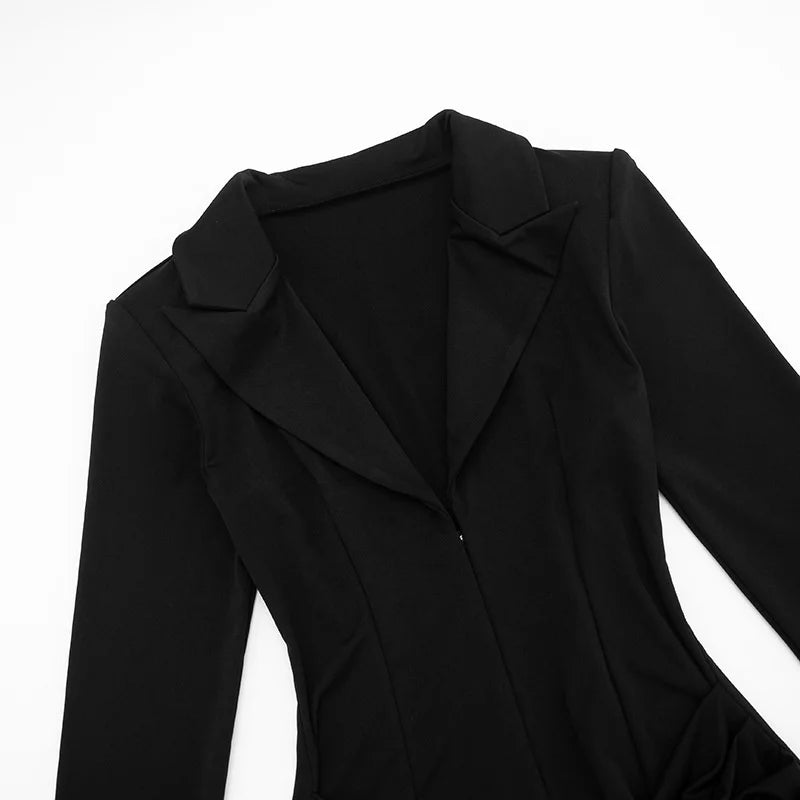 Blifanbo Elegant Deep V Neck Ruched Mini Autumn Long Sleeve Slim High Waist Fashion Patchwork Club Party Dress Female Clothes