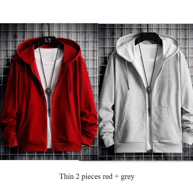 Men Sherpa Lined Thermal Hoodie 2025 Winter Windproof Zip Up Streetwear Outerwear