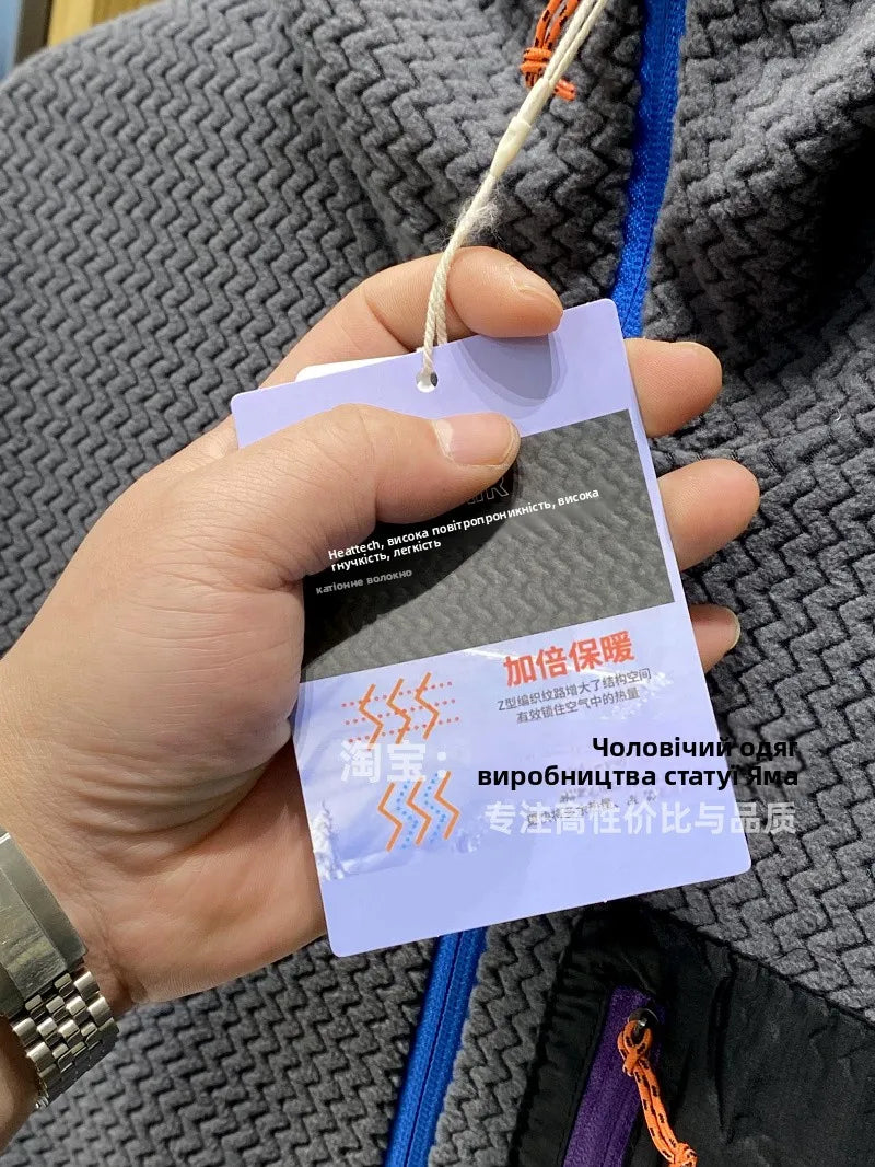 Mens Warm Fleece Hoodie Outdoor Jacket Breathable Skin Friendly Autumn Winter Thermal Sweatshirt