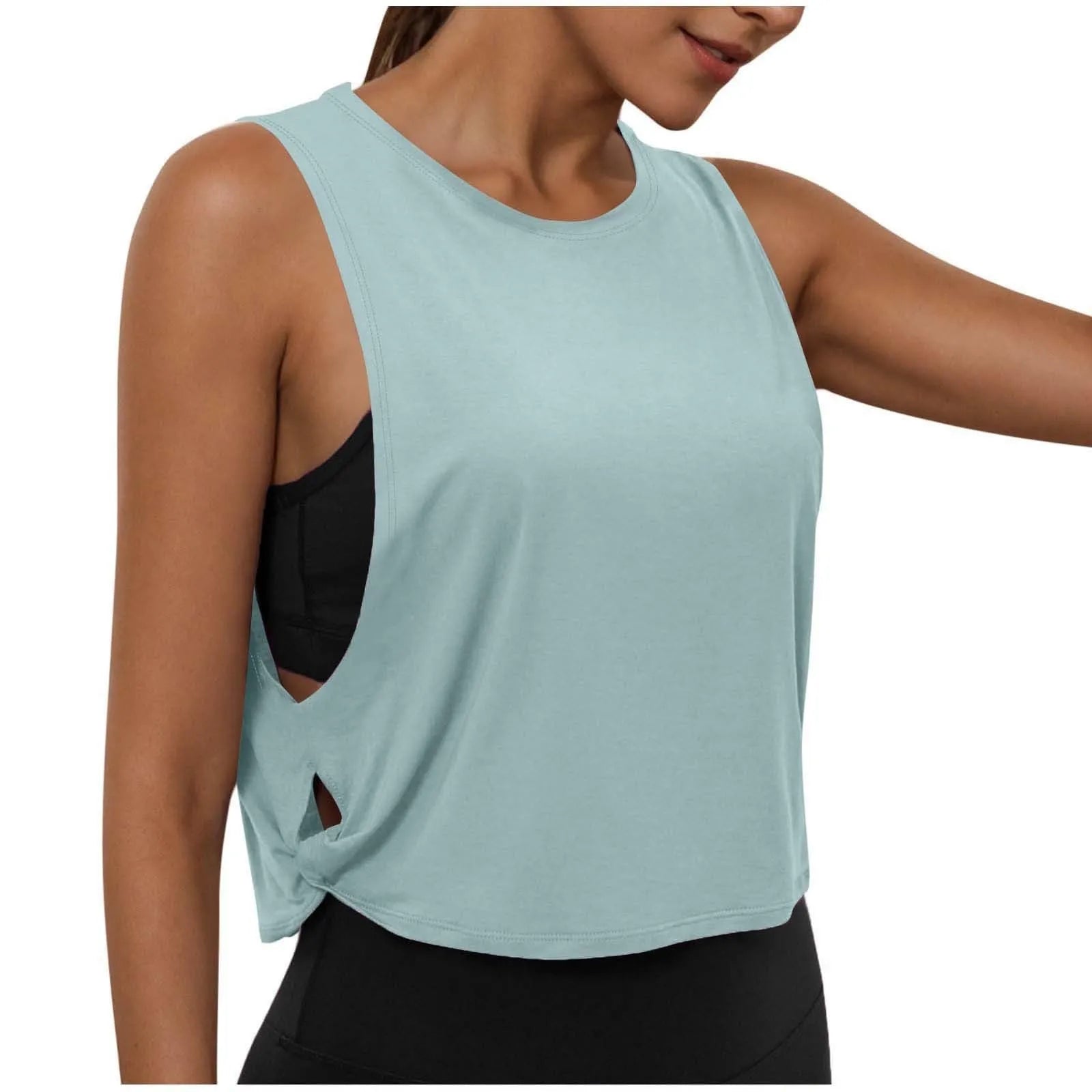 Women’s Sleeveless Yoga Top Breathable Workout Tank Crop Top Athletic Running Vest
