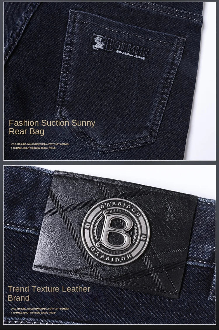 Mens Straight Leg Jeans High Quality Light Luxury Embroidered Casual Versatile Fashion Slimming Smooth Silhouette Style