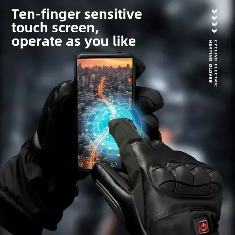 Rechargeable Heated Motorcycle Gloves Men Warm Tactical Cycling Gloves