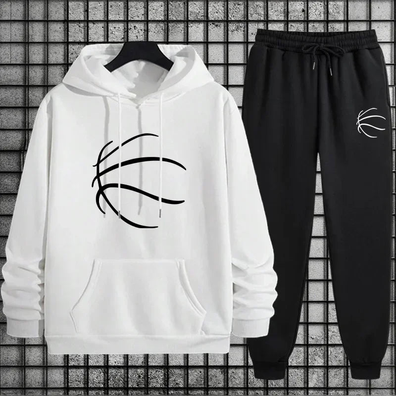 Men's 2-Piece Urban Sportswear Set - Casual Autumn & Winter Hoodie and Joggers Suit