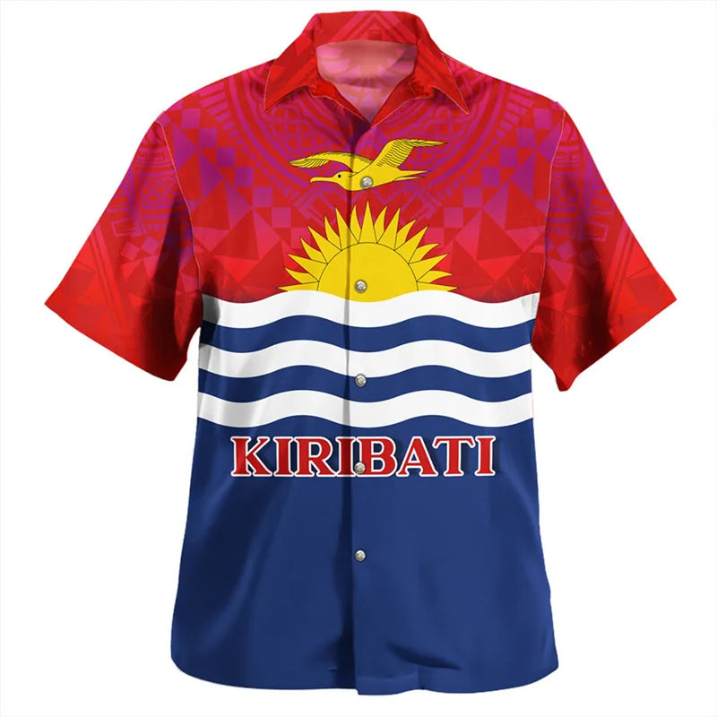 Men's Republic of Kiribati 3D Flag T-Shirt - Summer Harajuku Short Sleeve Top