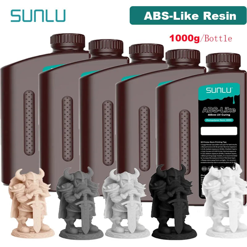 SUNLU ABS-Like 3D Printer Resin – 405nm Rapid UV-Curing, Water Washable, 1000g Bottle