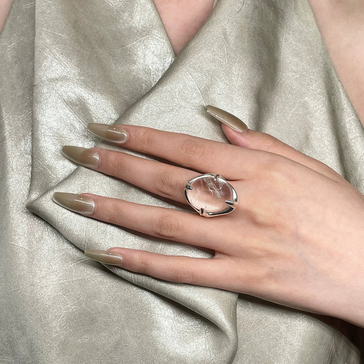 XIYANIK Geometric Transparent Crystal Adjustable Open Rings For Women Korean Fashion New Jewelry Gift Party Wholesale anillos - trendingshoping.com