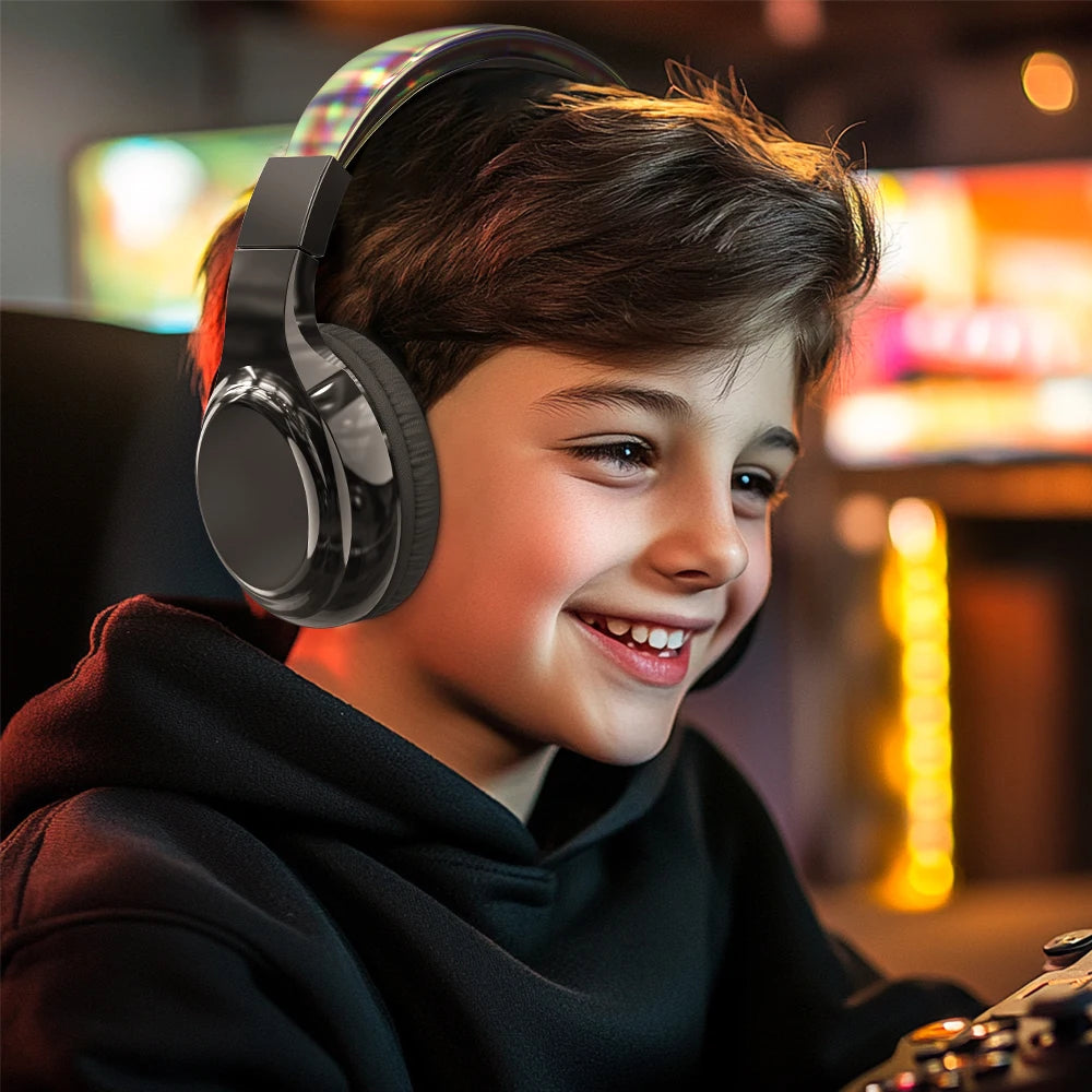 Glossy Bluetooth Headphones For Kids Girls Wireless Stereo Headset With Mic