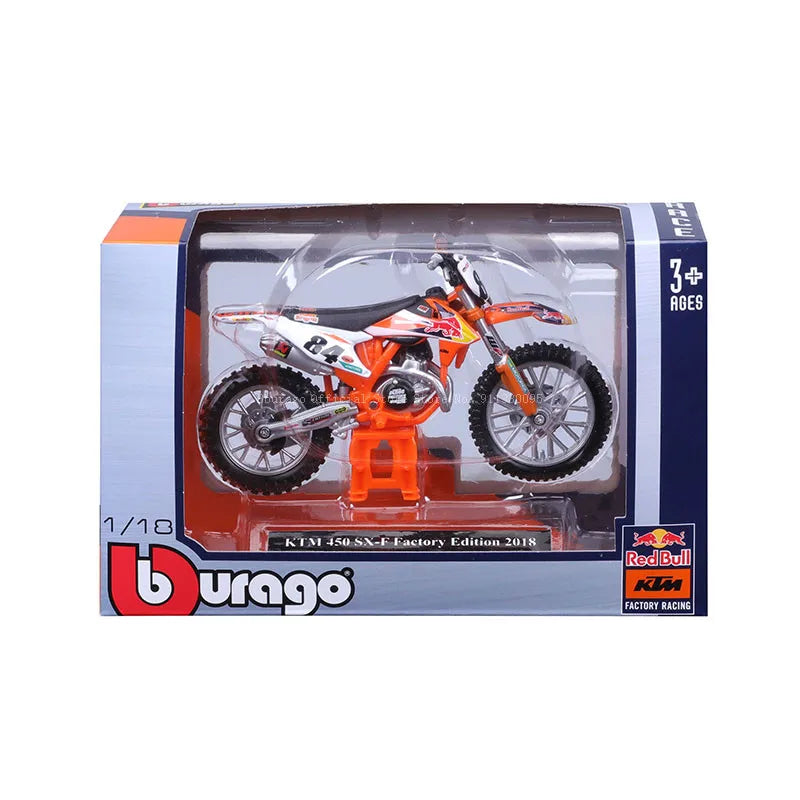 Bburago 1 18 Scale Red Bull KTM 450 Rally 2018 Alloy Die Cast Motorcycle Model Licensed Collectible