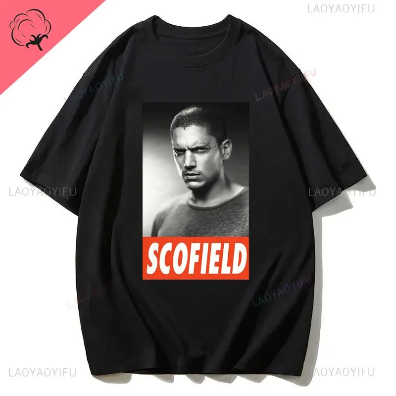 Men's Vintage Prison Break T-Shirt – Michael Scofield Graphic Streetwear Cotton Top