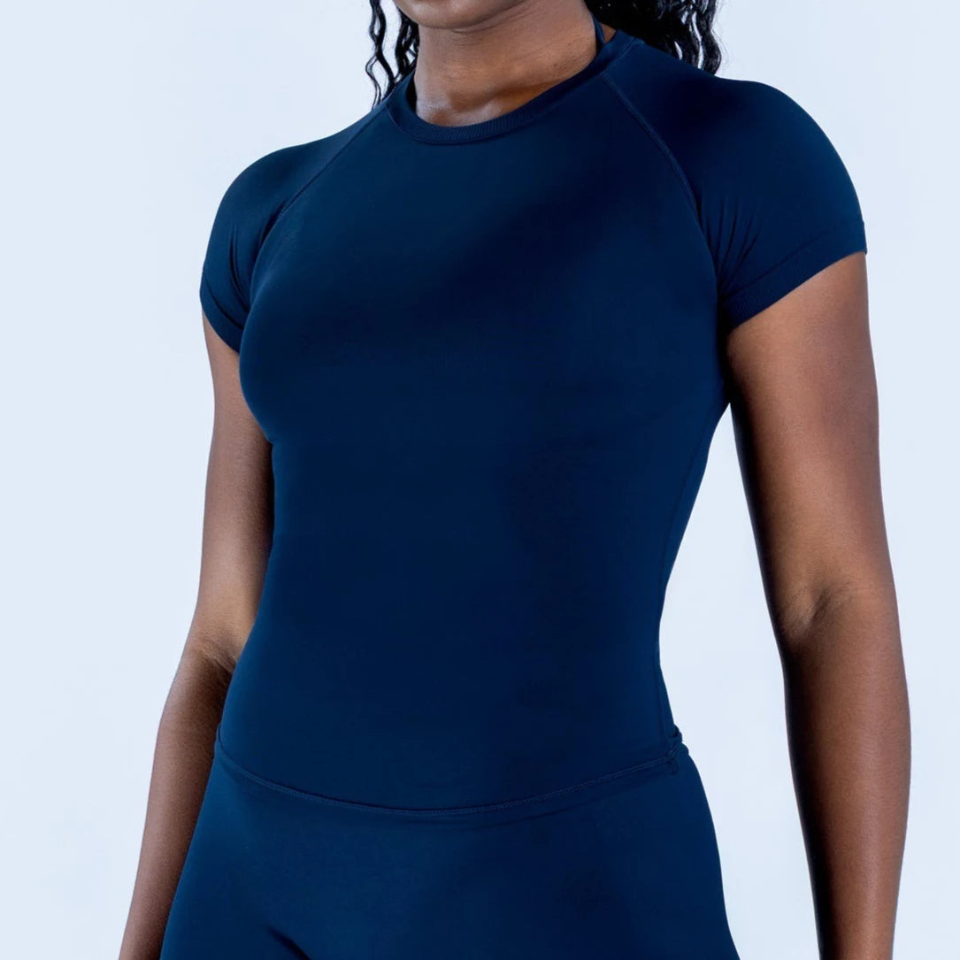 Impact Short Sleeve Workout Top for Women Lightweight Gym Crop Top Longline Stretchy Yoga Sports Shirt