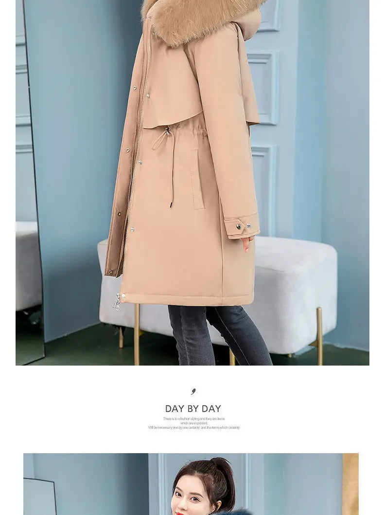 2023 Oversized 6XL Female Parka Winter New Loose Wool Liner Jacket Women's Thick Hooded Coat Ladies Warm Padded Long Snow Parkas - trendingshoping.com