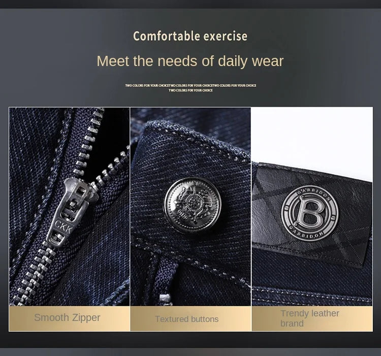 Mens Straight Leg Jeans High Quality Light Luxury Embroidered Casual Versatile Fashion Slimming Smooth Silhouette Style