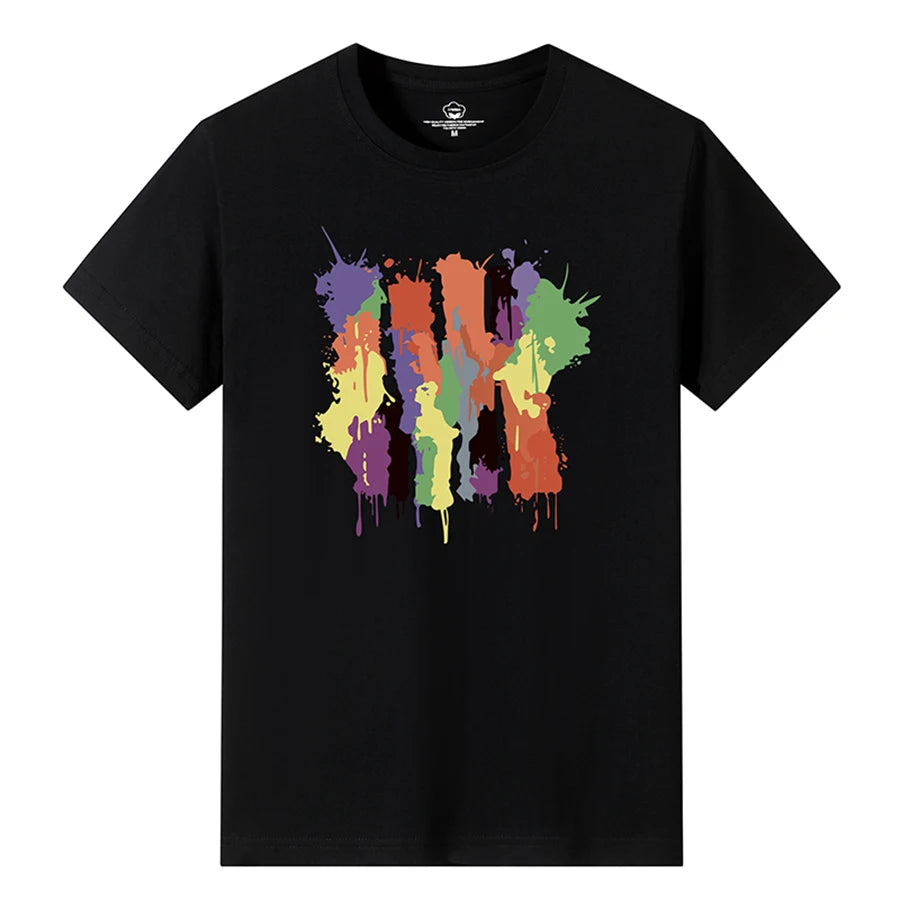 T Shirts Men Short New Fashion 2025 O-Neck Slim Black Sleeve Clothing Casual Style M-6XL