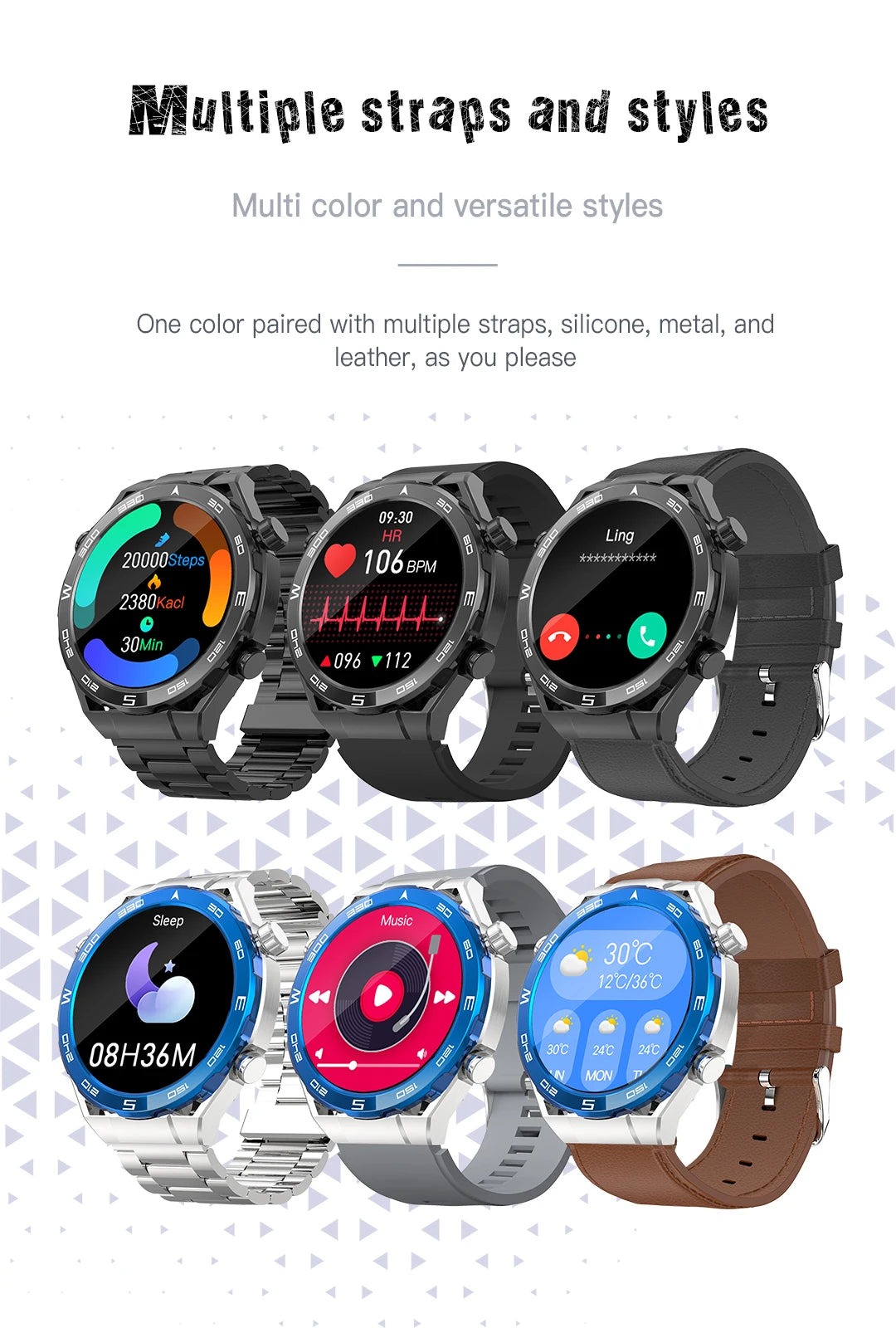 Smart Watch for Men & Women – Outdoor Fitness Tracker with Heart Rate, Calorie, Step Counter, Sport Watch & Music Player