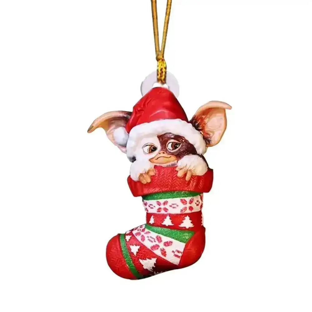 Xmas Gremlins Santa Hat Socks Dog Honeycomb Ball Christmas Tree Pendant Christmas Party Decorations Children Christmas Gift - trendingshoping.com
