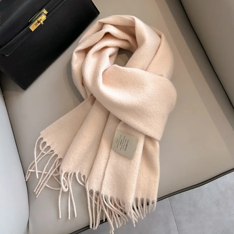 Winter Narrow Scarf 28 Color 100% Wool Scarf Hot Selling Solid Color Scarf Men's and Women's Universal Warm and Cold proof Scarf - trendingshoping.com