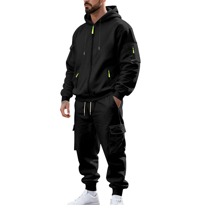 Men’s Winter Heavy Fleece Zip-Up Hoodie – Warm Casual Sportswear