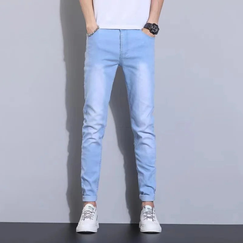 Men's Slim Fit Stretch Skinny Jeans - High Quality Black & White Denim Pants