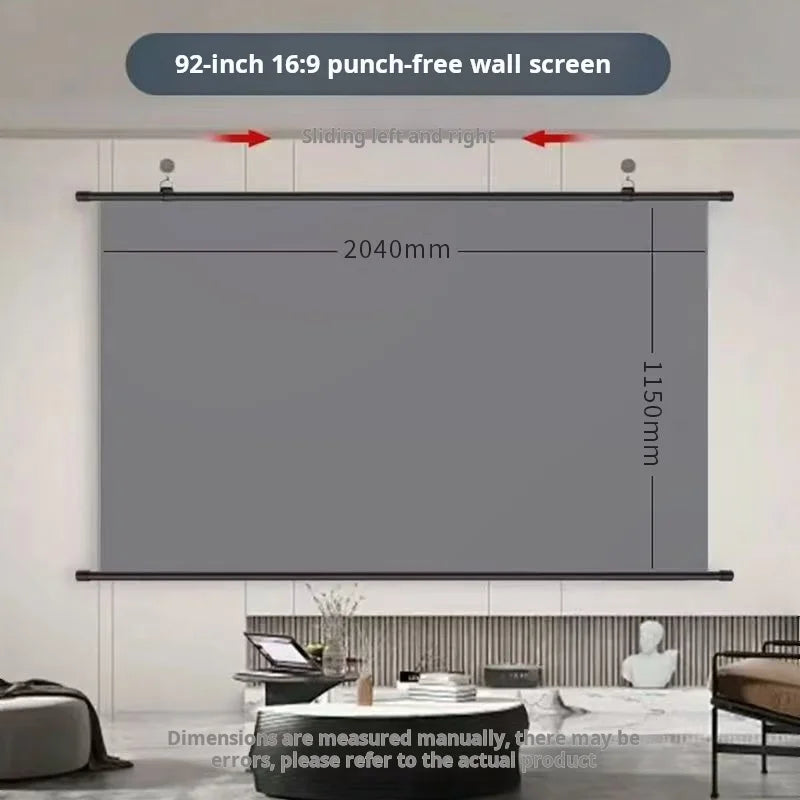 XIAOHUI Anti-light Thick HD Projector Screen 16:9 No-hole Wall-mounted Home Projection Screen 60/72/84/92/100/110/120/133inch