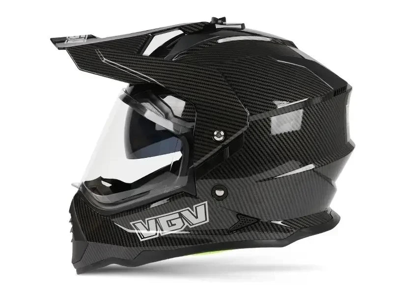 Motocycle Helmet MTB ATV Motocross Cascos Carbon Fiber Pattern Off-Road helmet Dual Lens Capacete Casco moto DOT Certification