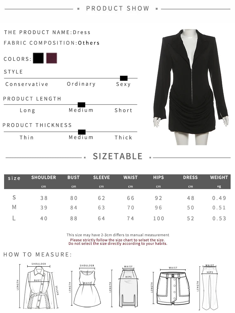 Nibber Women's Sexy V-Neck Mini Dress Long Sleeve Ruched Hidden Button Fashion