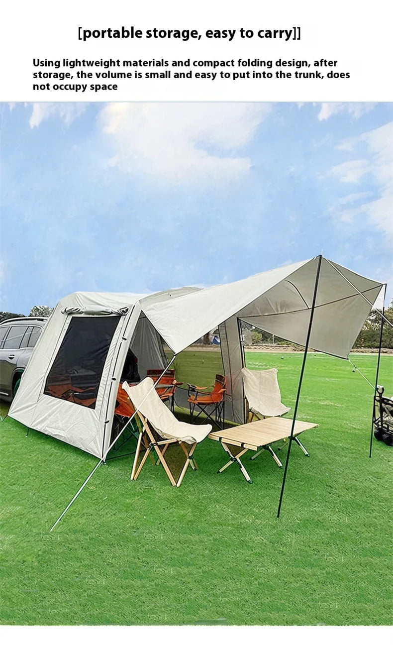 Lohascamping Portable Waterproof SUV Tail Car Docking Tent For 3 To 4 People Large Dome Sunshade Tunnel Style Tent