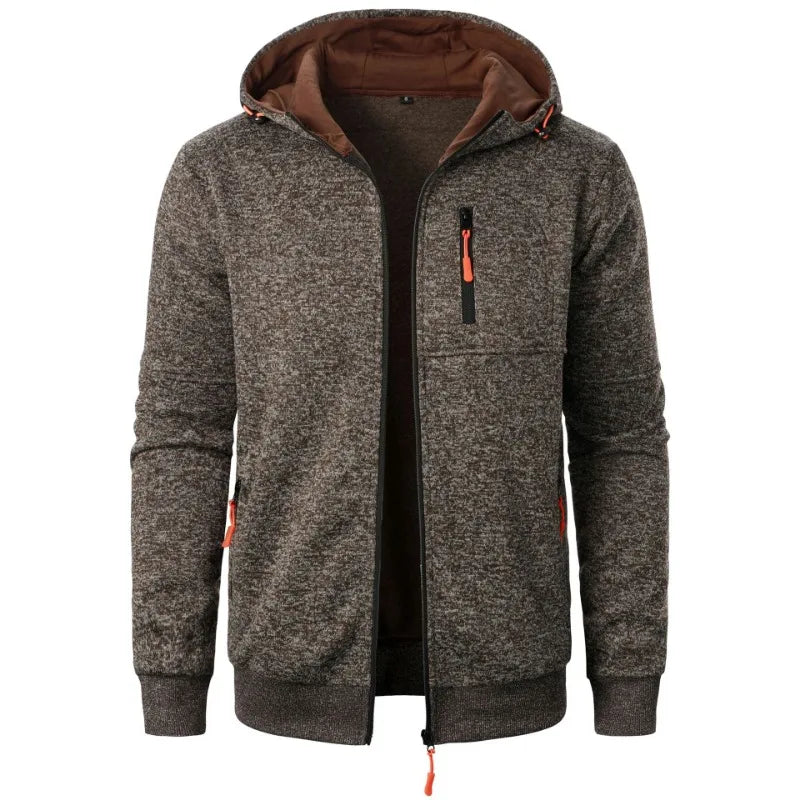 Men Long Sleeve Hooded Zipper Sweatshirt Oversized Winter Coat