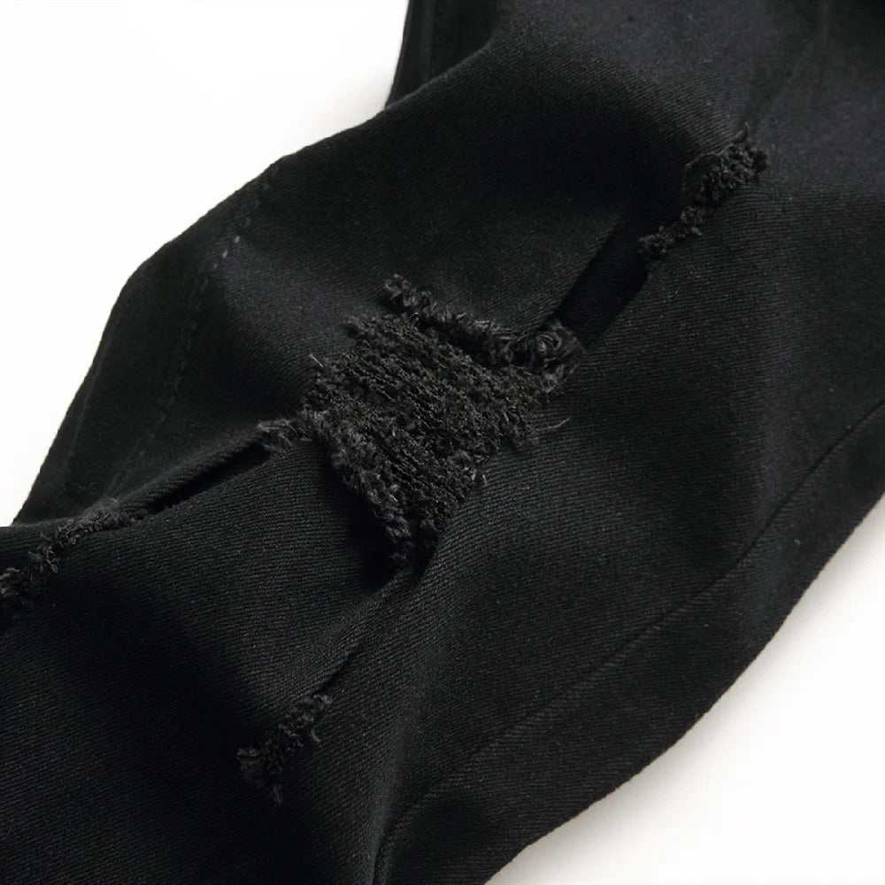 Jeans For Men Fashion Ripped Biker Skinny Denim Trousers High Street Slim Jogging Pants Homme